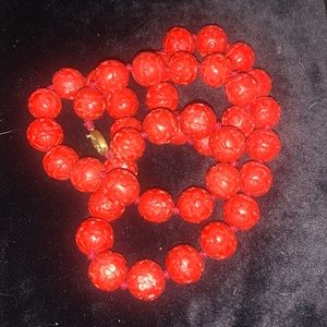 1940 Vintage Cinnabar Bead Necklace!